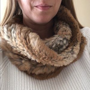 Landeau Rabbit Fur Infinity Scarf